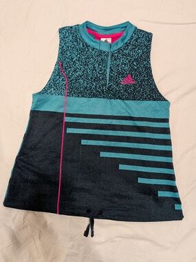 adidas Teal, Black & Pink Girls' Sleeveless Athletic Tank